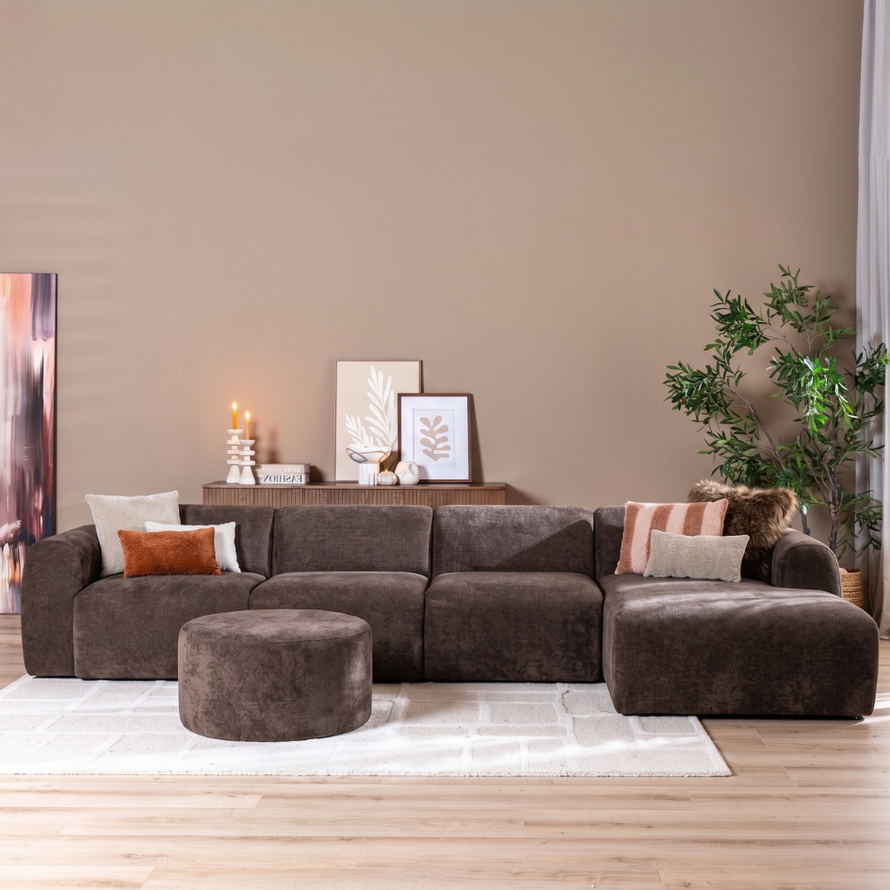 Ecksofa Maine XL Chenille braun rechts