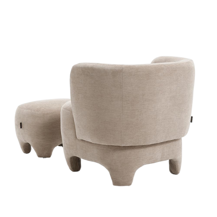 Sessel mit Hocker Emma Samt beige