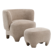 Bronx71 Sessel mit Hocker Emma Samt beige