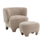 Sessel mit Hocker Emma Samt beige