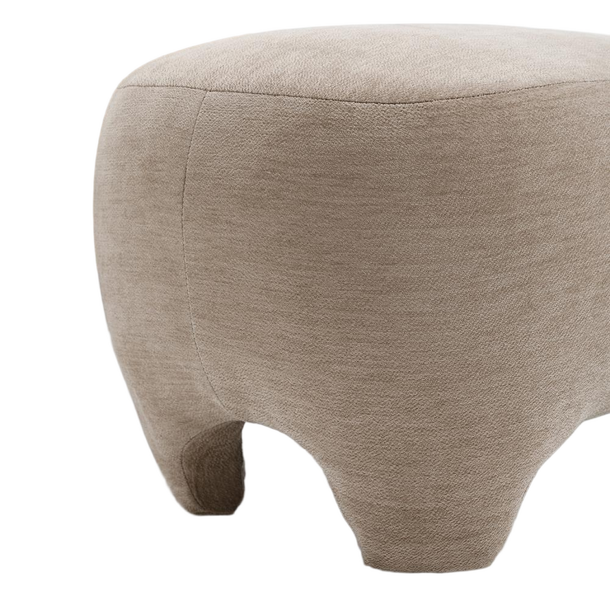 Sessel mit Hocker Emma Samt beige
