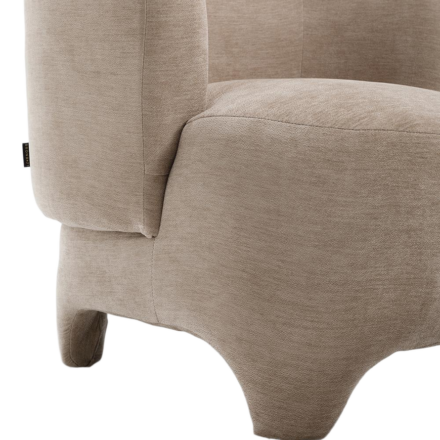 Sessel mit Hocker Emma Samt beige