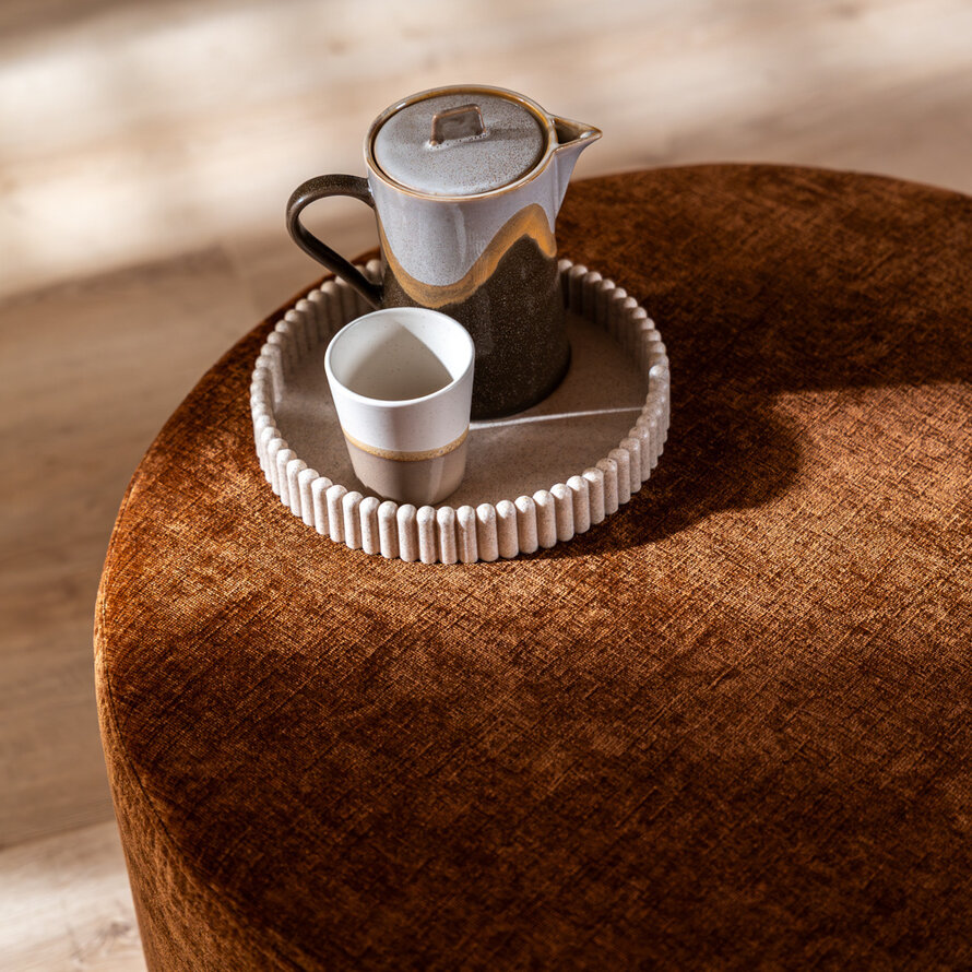Hocker Elle rund Chenille kupfer ø70 cm