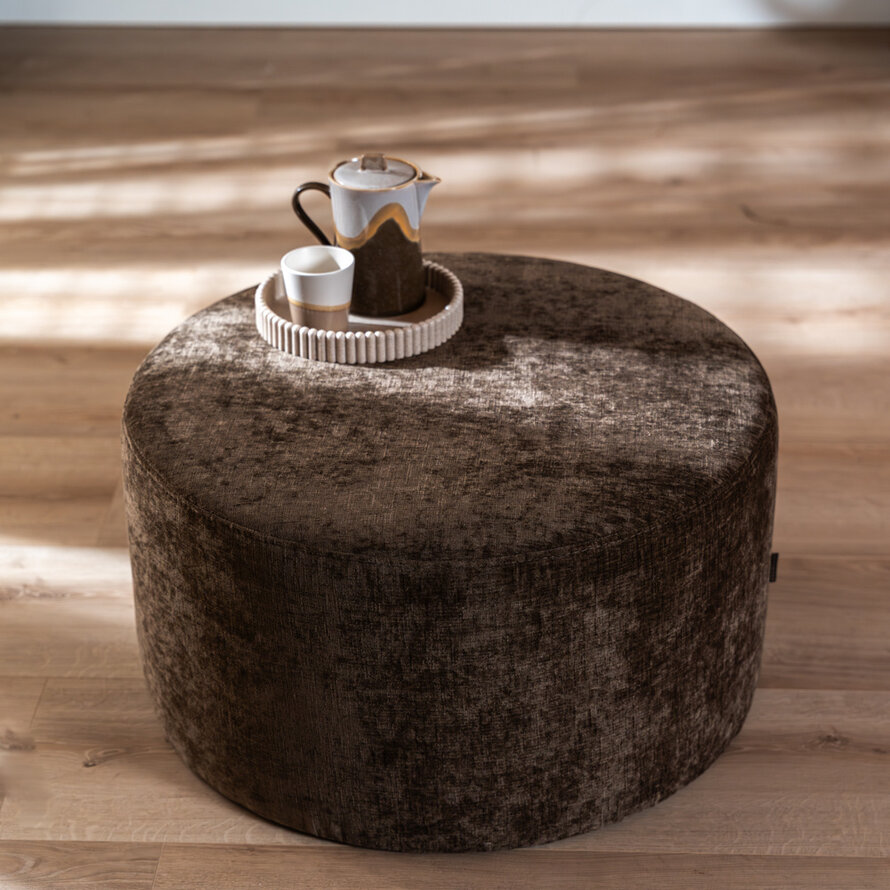 Hocker Elle rund Chenille mocha ø70 cm