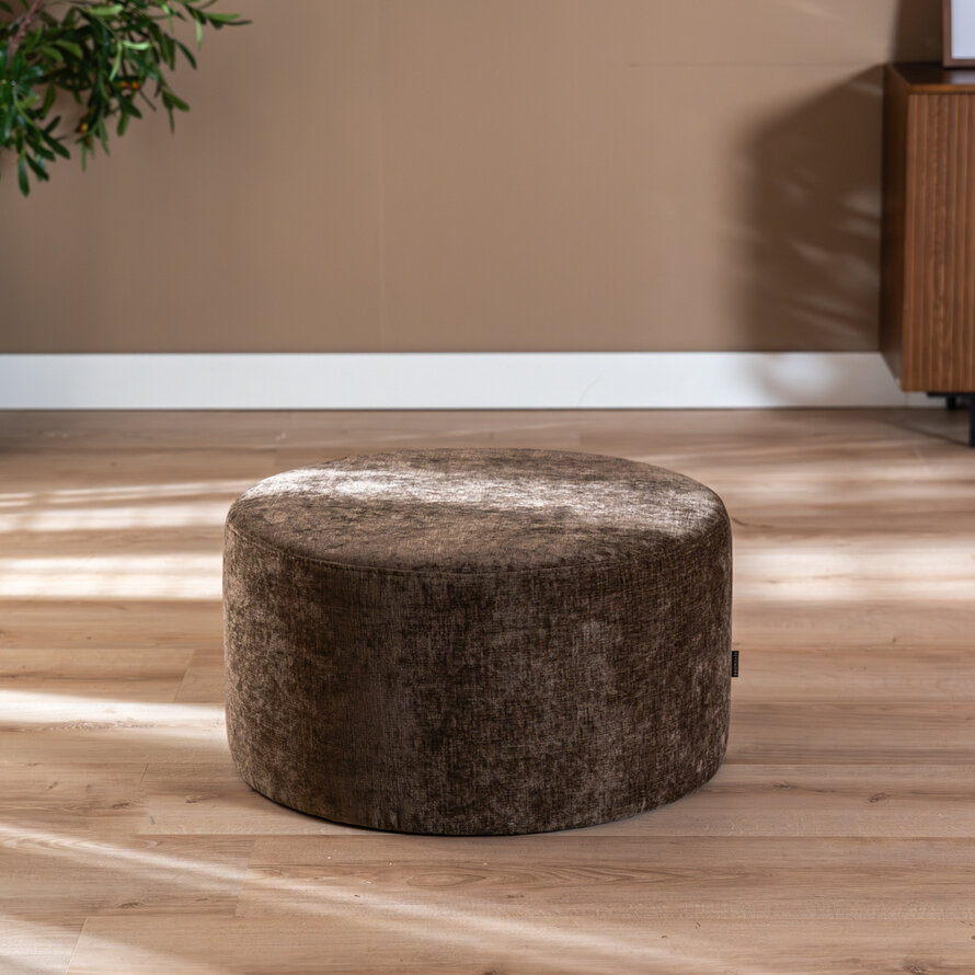 Hocker Elle rund Chenille mocha ø70 cm