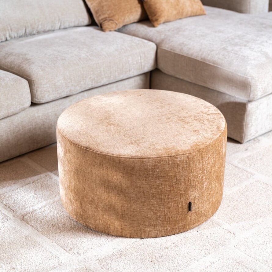 Hocker Elle rund Chenille peach ø70 cm