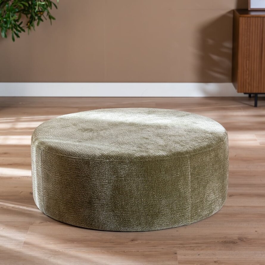 Hocker Chloe rund Chenille grün ø100 cm