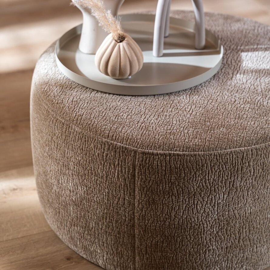 Hocker Chloe rund Chenille taupe ø70 cm