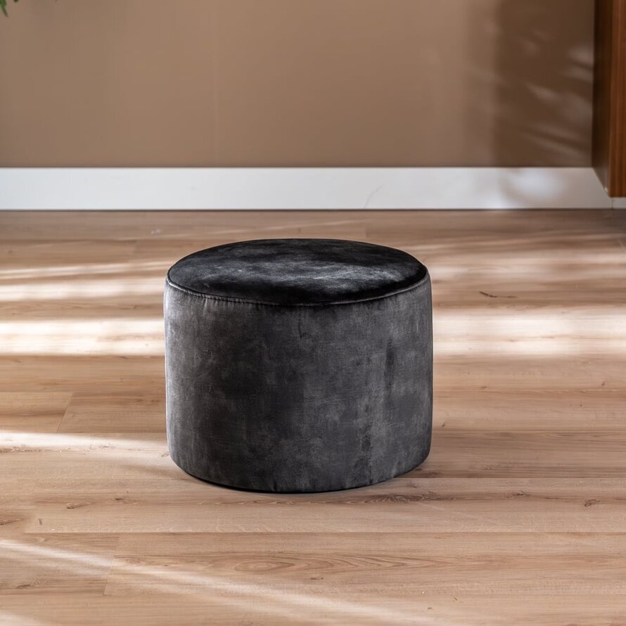 Samt Hocker Beau rund anthrazit
