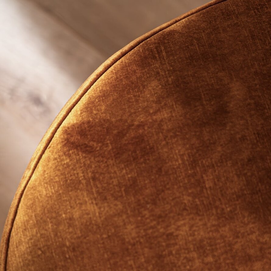 Samt Hocker Beau rund ockergelb/cognac