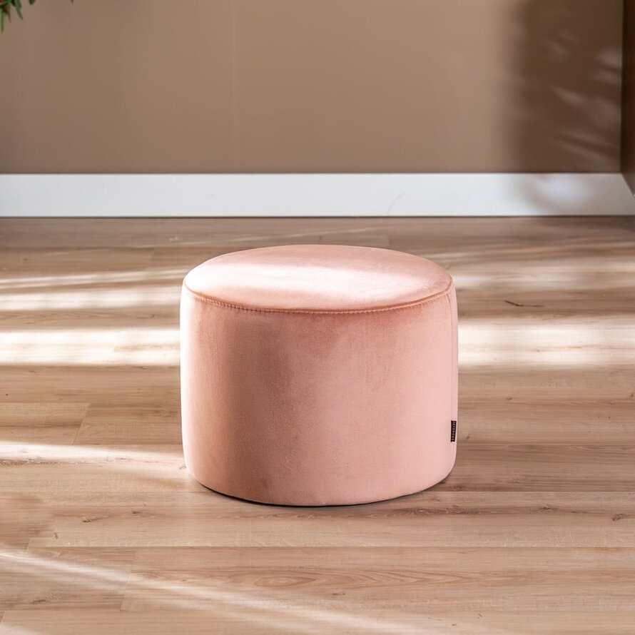 Samt Hocker Anna rund rosa