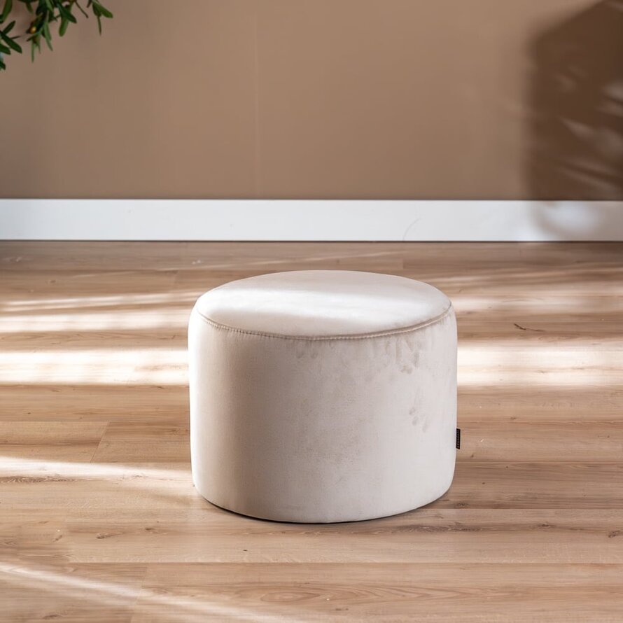 Samt Hocker Anna rund beige