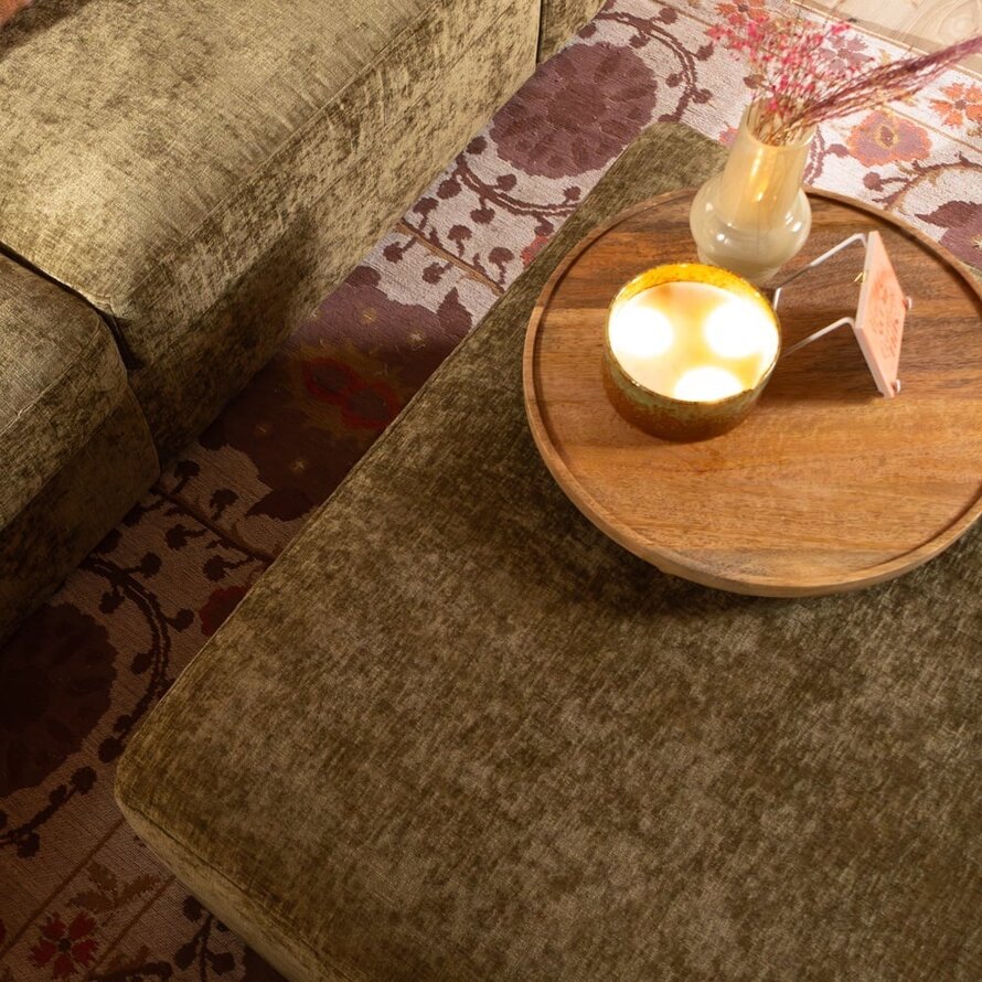 Hocker Kyle Chenille olive grün