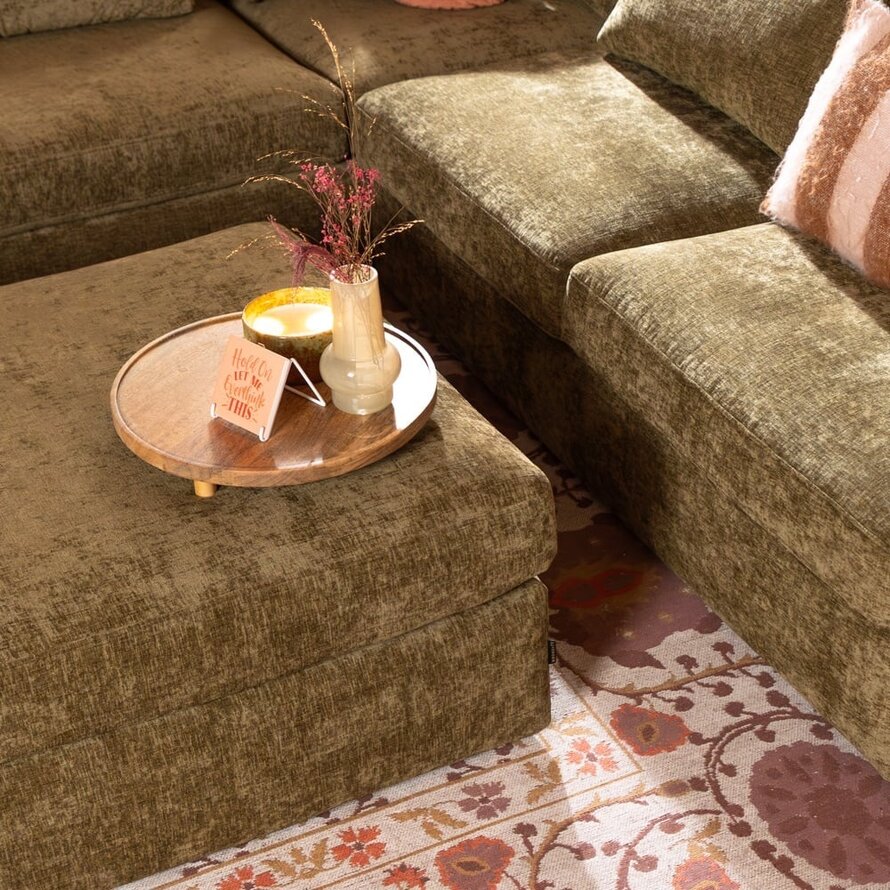 Hocker Kyle Chenille olive grün