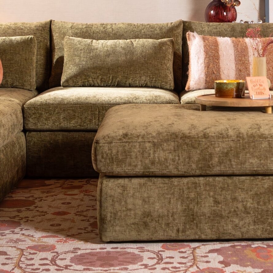 Hocker Kyle Chenille olive grün