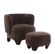 Bronx71 Sessel mit Hocker Emma Samt braun