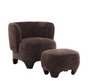 Sessel mit Hocker Emma Samt braun