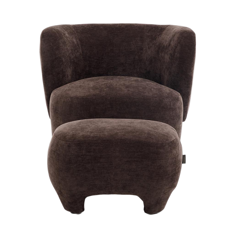Sessel mit Hocker Emma Samt braun