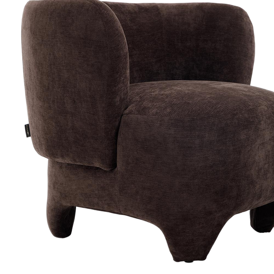 Sessel mit Hocker Emma Samt braun