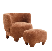 Bronx71 Sessel mit Hocker Emma Samt ocker