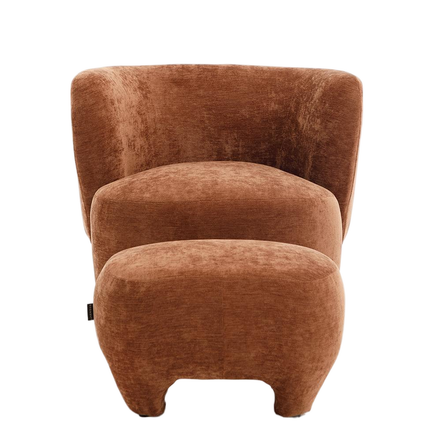 Sessel mit Hocker Emma Samt ocker