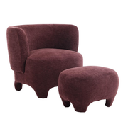 Bronx71 Sessel mit Hocker Emma Samt lila