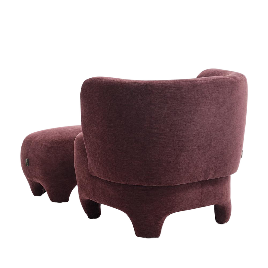 Sessel mit Hocker Emma Samt lila