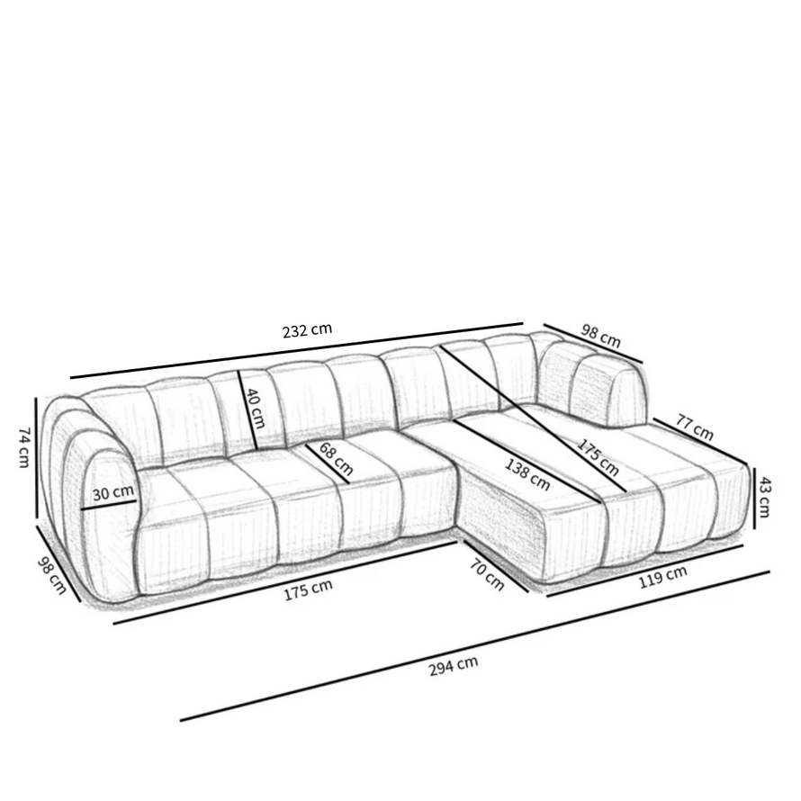 Ecksofa Luca Chenille peach rechts