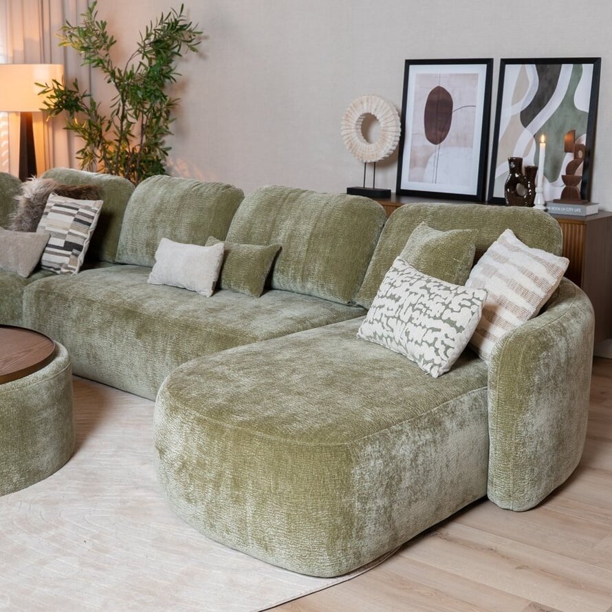 U-Sofa Vienna 6-Sitzer Chenille grün