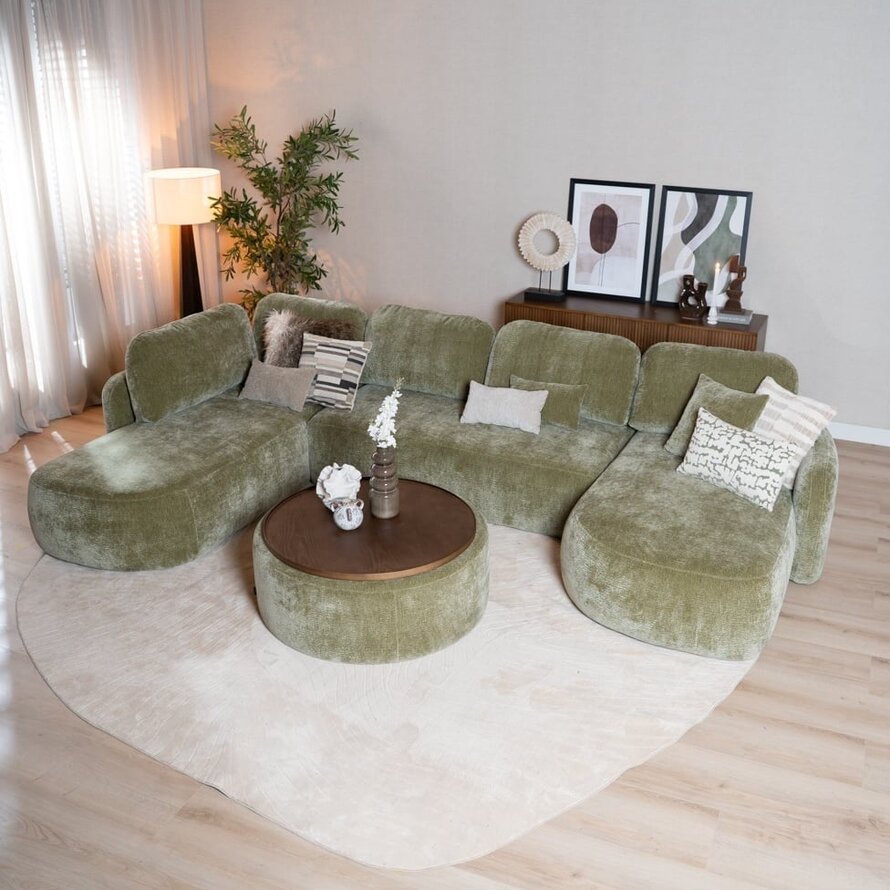 U-Sofa Vienna 6-Sitzer Chenille grün