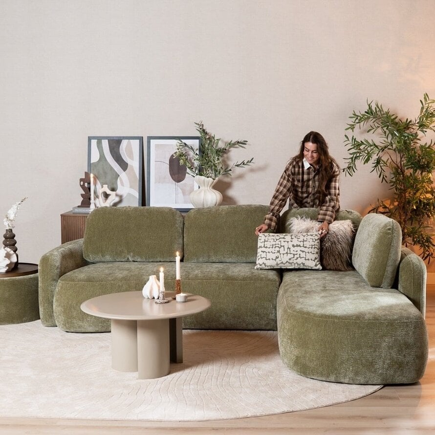 Ecksofa Vienna Chenille grün rechts