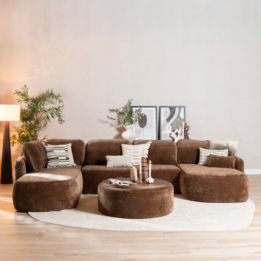 U-Sofa Vienna 6-Sitzer Chenille chocolate brown