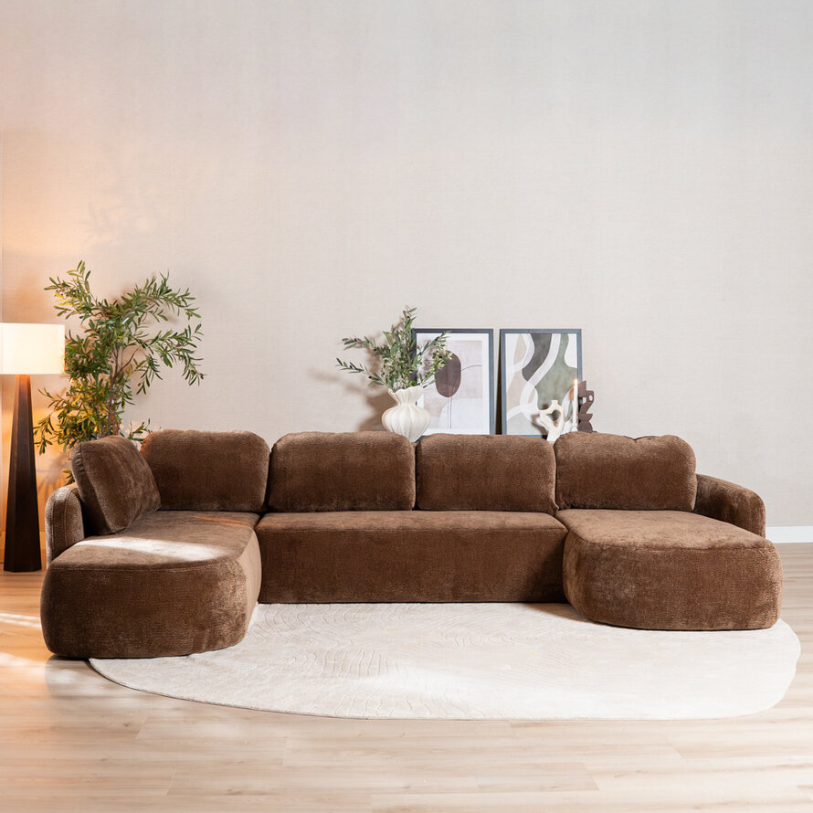 U-Sofa Vienna 6-Sitzer Chenille chocolate brown