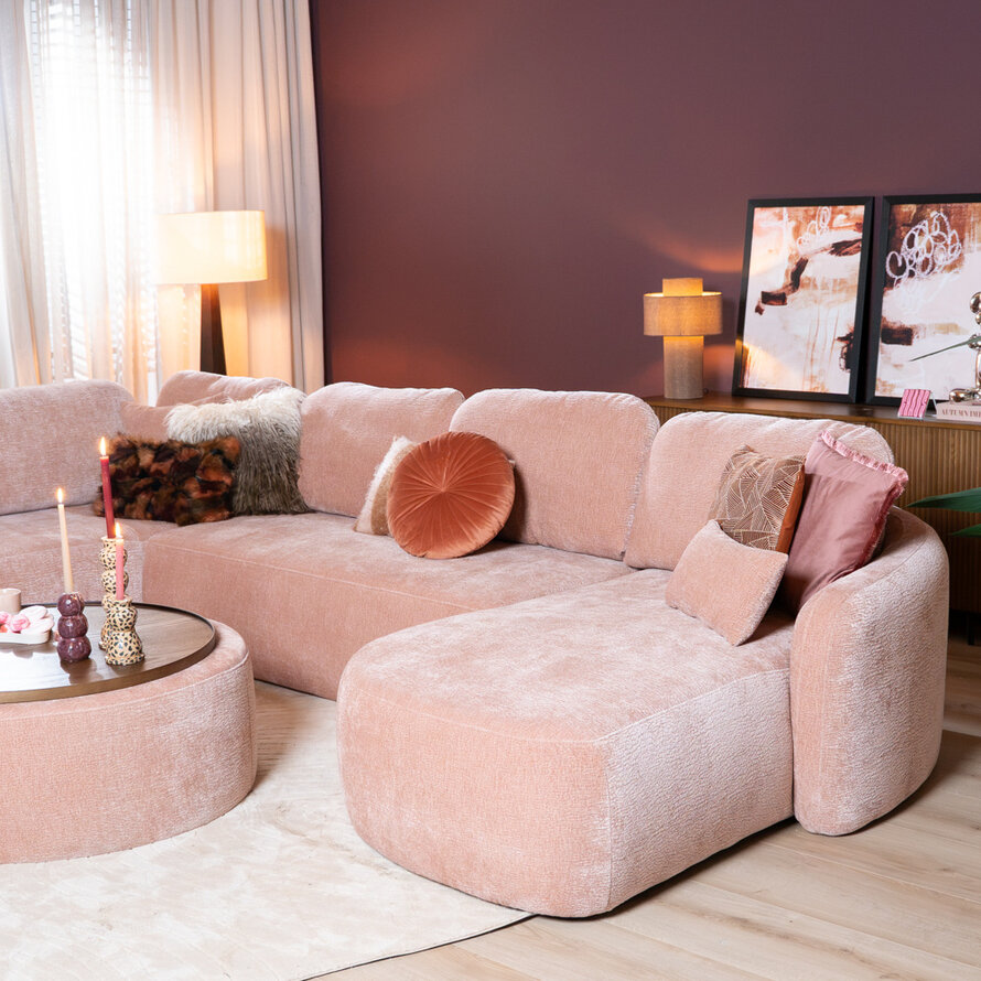 U-Sofa Vienna 6-Sitzer Chenille Rosa