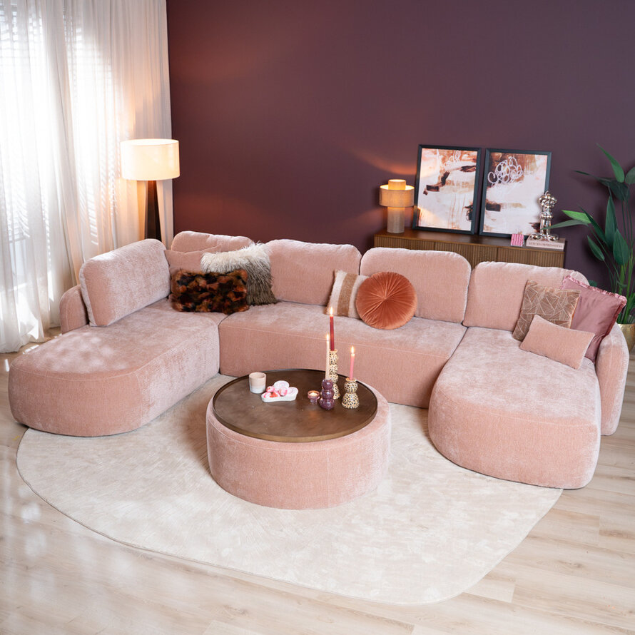 U-Sofa Vienna 6-Sitzer Chenille Rosa