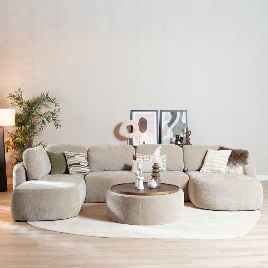 U-Sofa Vienna 6-Sitzer Chenille taupe