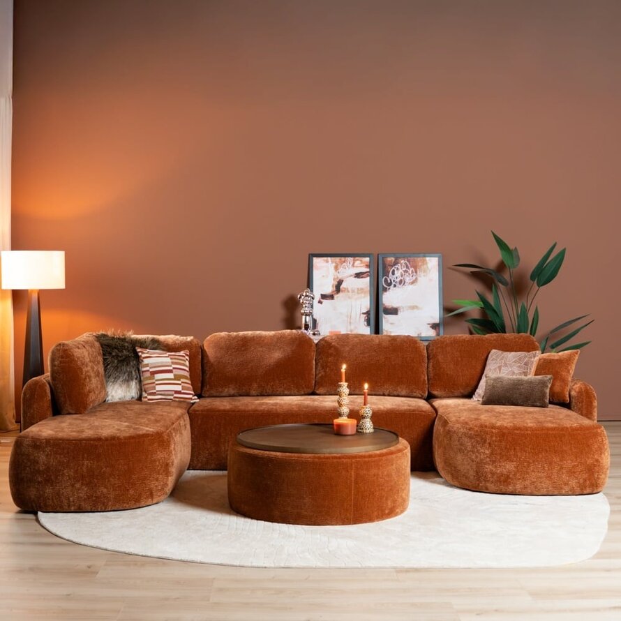 U-Sofa Vienna 6-Sitzer Chenille terrakotta
