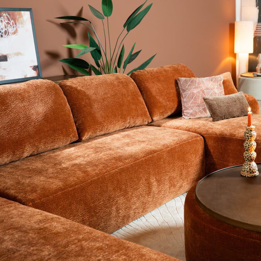 U-Sofa Vienna 6-Sitzer Chenille terrakotta