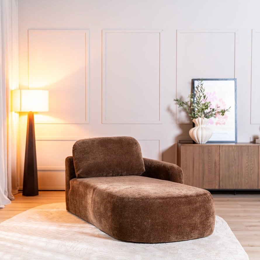 Chaiselongue Vienna Chenille chocolate brown rechts