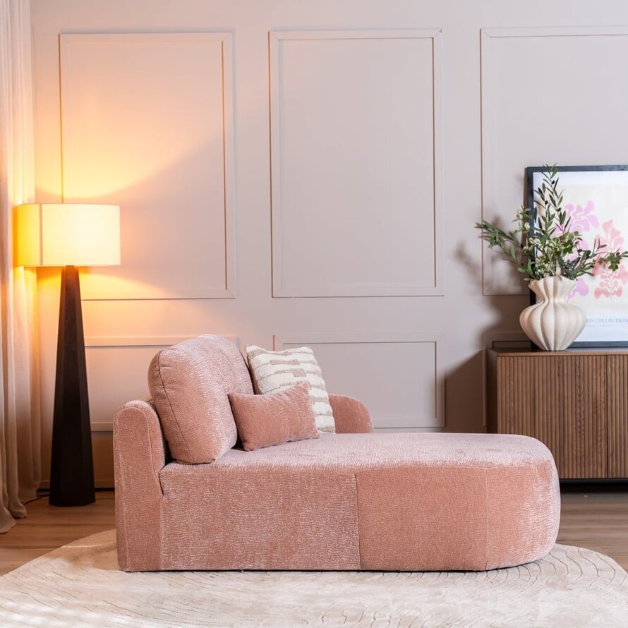 Chaiselongue Vienna Chenille Rosa rechts