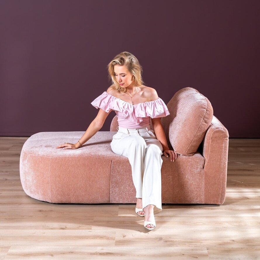 Chaiselongue Vienna Chenille Rosa links