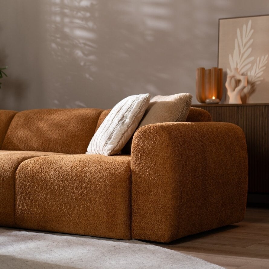 Ecksofa Maine XL Bouclé terrakotta links