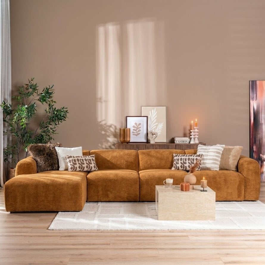 Ecksofa Maine XL Bouclé terrakotta links