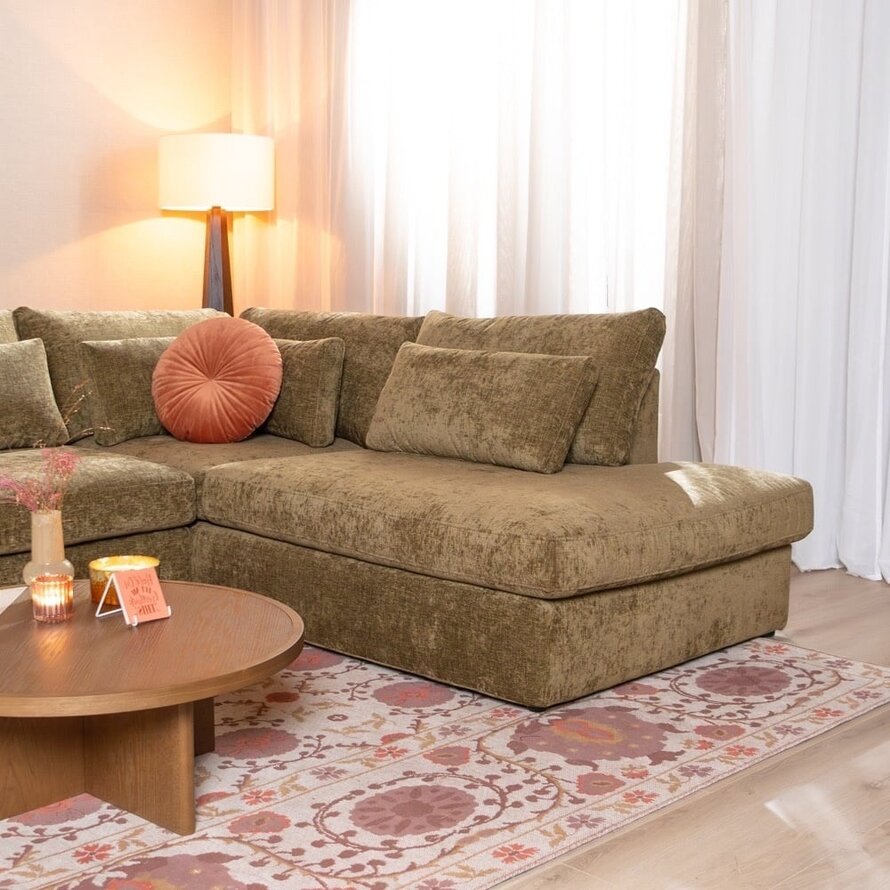 Ecksofa Kyle chenille olive grün rechts