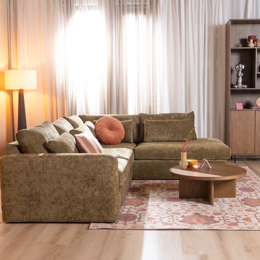 Ecksofa Kyle chenille olive grün rechts