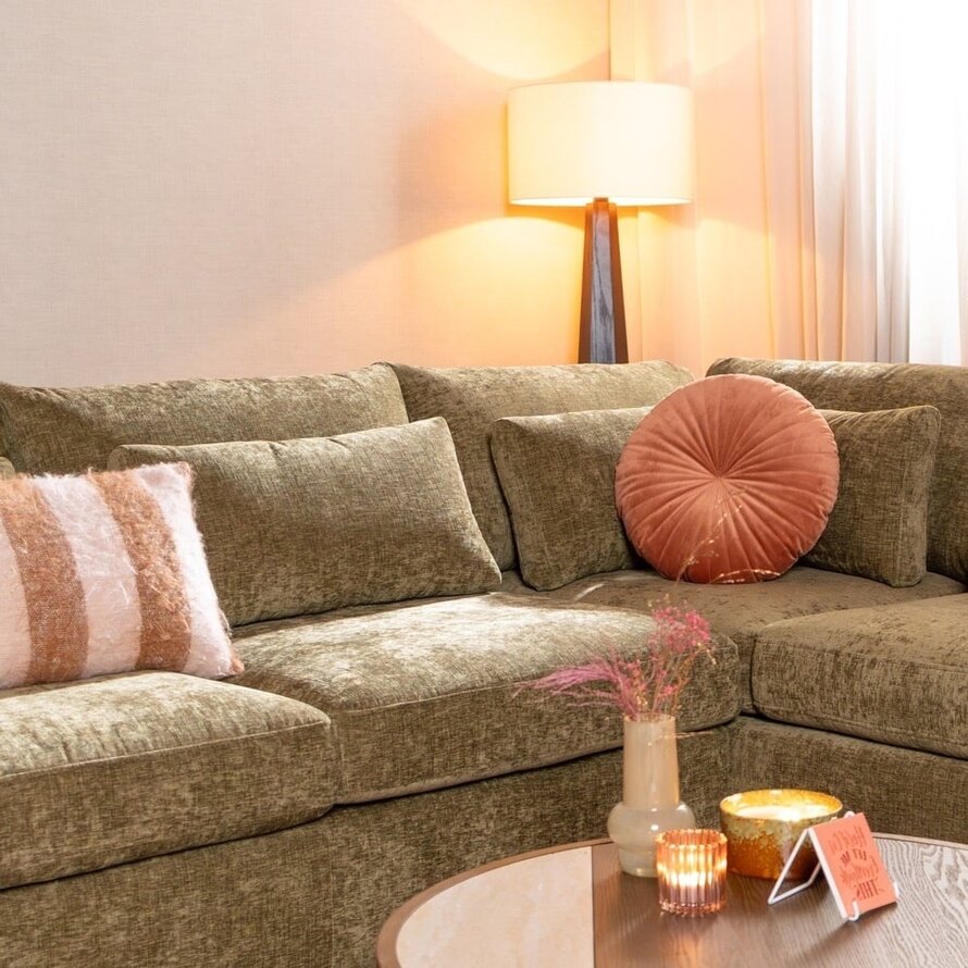Ecksofa Kyle chenille olive grün rechts