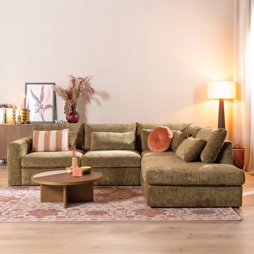 Ecksofa Kyle chenille olive grün rechts