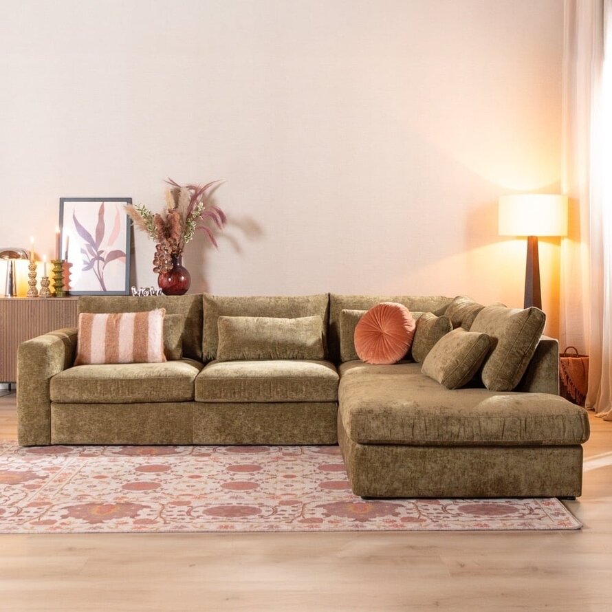 Ecksofa Kyle chenille olive grün rechts