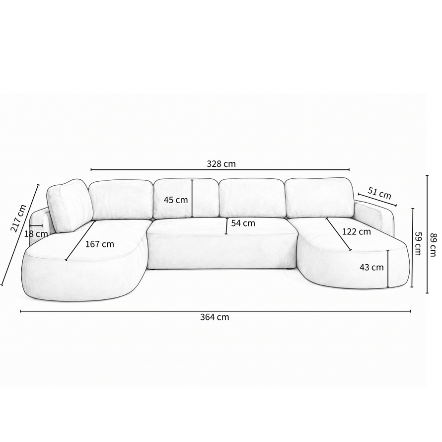 U-Sofa Vienna 6-Sitzer Chenille terrakotta