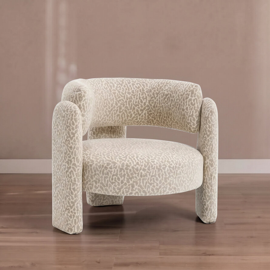 Sessel Jolie Samt taupe Leo-Print